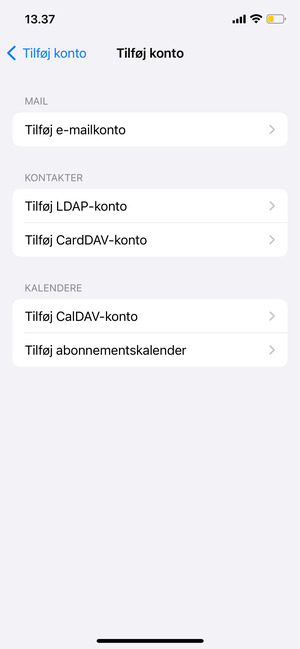 Vælg Tilføj e-mailkonto