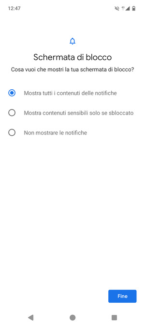 Seleziona la tua opzione preferita e poi Fine