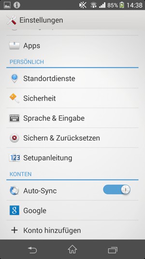 Wählen Sie Google