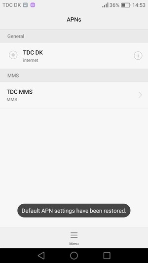 Your phone will reset to default Internet and MMS settings