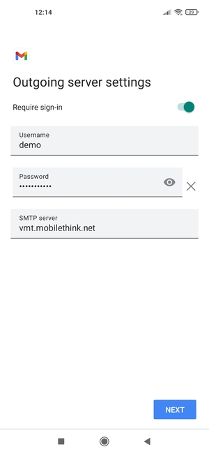 Enter Outgoing server address