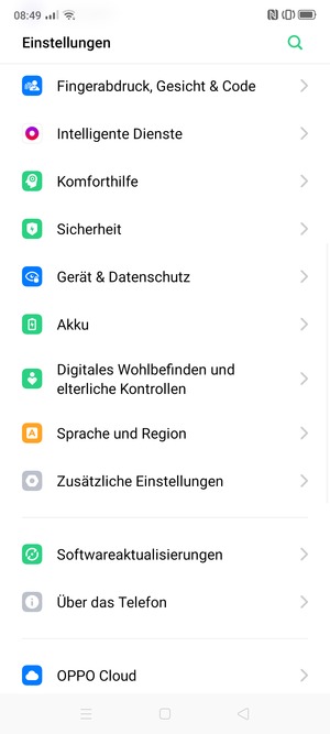 Scrollen Sie und wählen Sie Gerät & Datenschutz