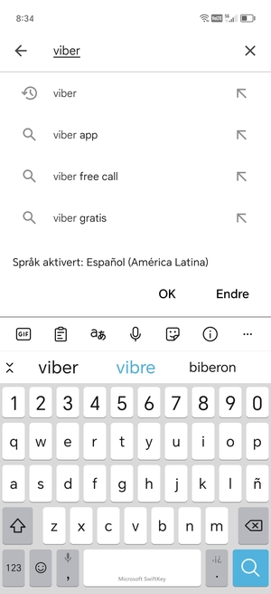 Skriv inn applikasjonsnavnet og velg Søk