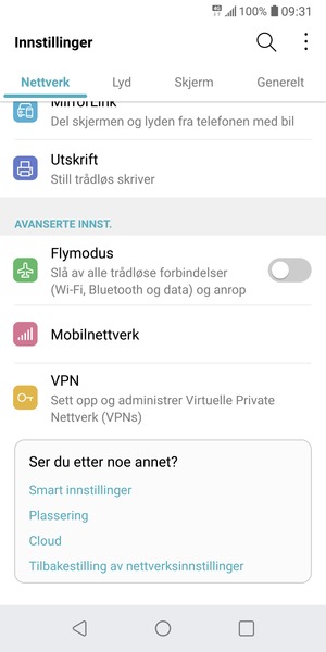 Bla til og velg Mobilnettverk
