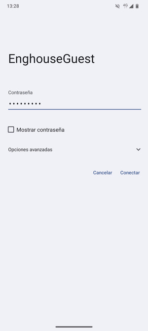 Introduzca la contraseña de Wi-Fi y seleccione Conectar