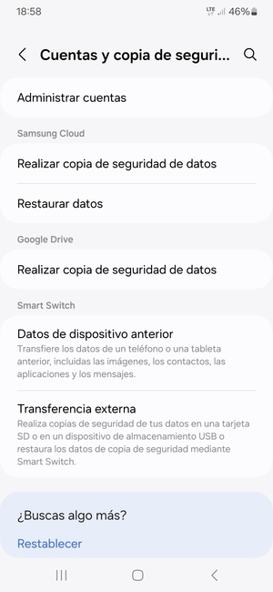 Seleccione Administrar cuentas