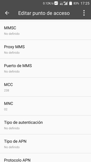 Desplácese hacia abajo e introduzca la información de Internet