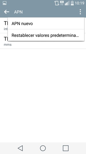 Seleccione Restablecer valores predeterminados