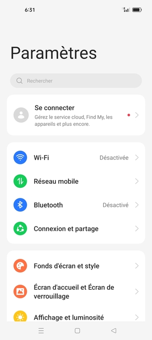 Sélectionnez Réseau mobile
