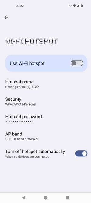 Select Hotspot password