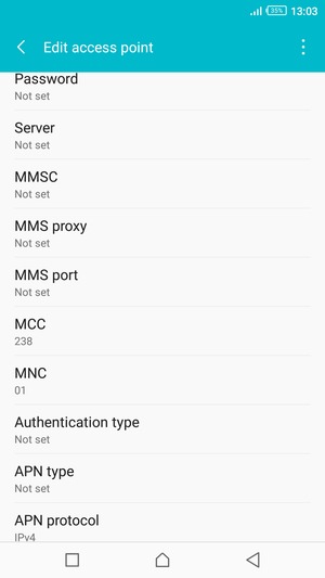 Scroll down and enter MMS information