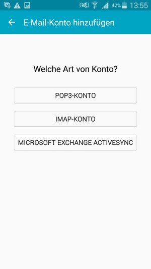 Wählen Sie POP3-KONTO oder IMAP-KONTO