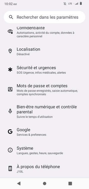 Faites défiler et sélectionnez Système