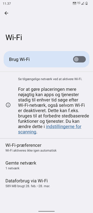 Aktiver Brug Wi-Fi