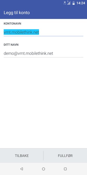 Gi kontoen din et navn, og skriv inn navnet ditt. Velg FULLFØR