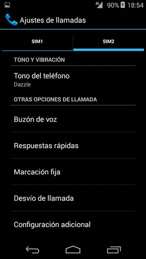 Seleccione SIM1 o SIM2 y seleccione Buzón de voz