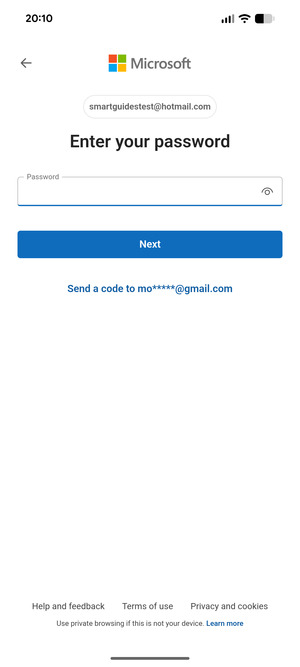 Enter your password and select Next