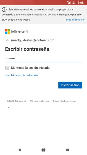 Introduzca su contraseña y seleccione Iniciar sesión