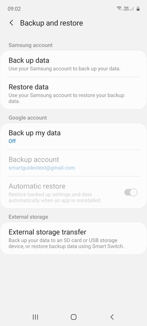 Select Back up my data