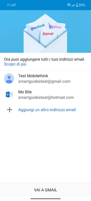 Seleziona VAI A GMAIL