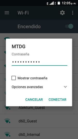 Introduzca la contraseña de Wi-Fi y seleccione CONECTAR