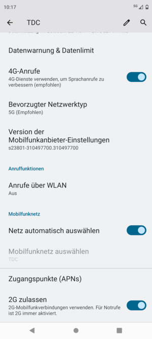 Um das Netzwerk zu wechseln, falls Probleme auftreten, schalten Sie Netz automatisch auswählen aus