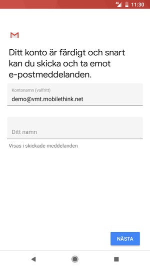 Ge ditt konto ett namn och ange ditt namn. Välj NÄSTA
