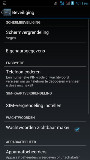 Selecteer Schermvergrendeling