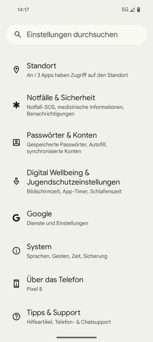 Scrollen Sie und wählen Sie Passwörter & Konten