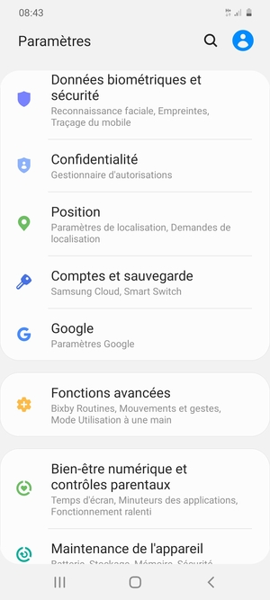 Faites défiler et sélectionnez Comptes et sauvegarde