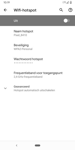 Selecteer Wachtwoord hotspot