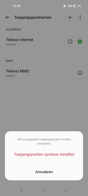Selecteer Toegangspunten opnieuw instellen