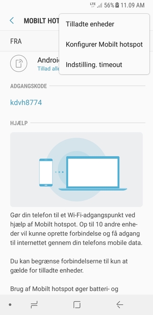 Vælg Konfigurer Mobilt hotspot