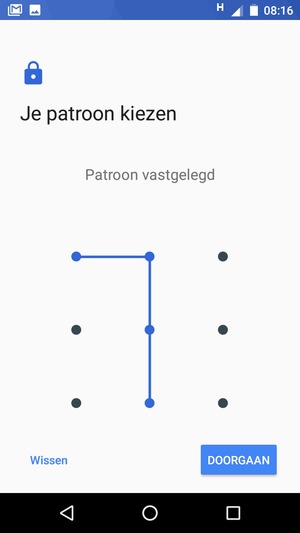 Teken een ontgrendelingspatroon en selecteer DOORGAAN