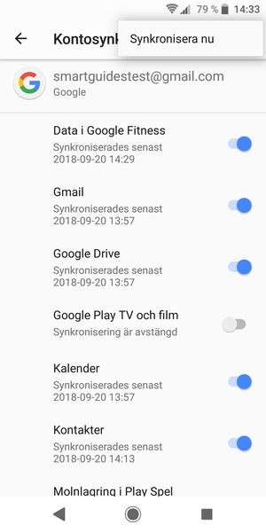 Välj Synkronisera nu