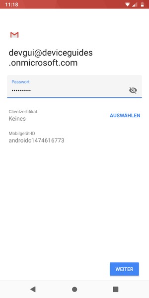 Geben Sie Ihre Passwort ein und wählen Sie WEITER