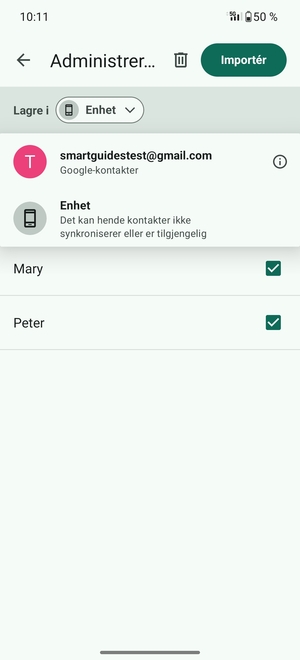 Velg din Google-konto