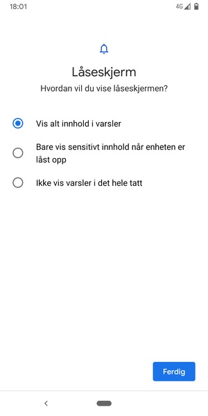 Velg ønsket alternativ og velg Ferdig