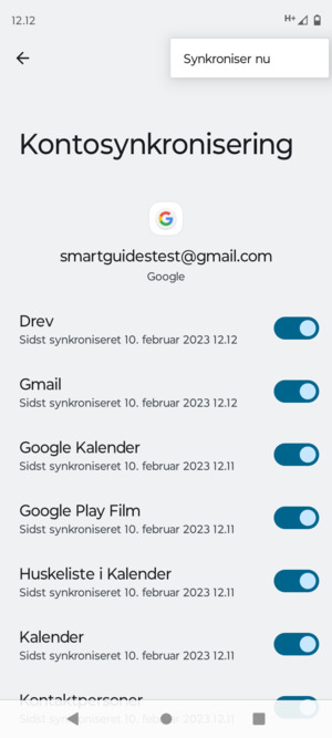 Vælg Synkroniser nu