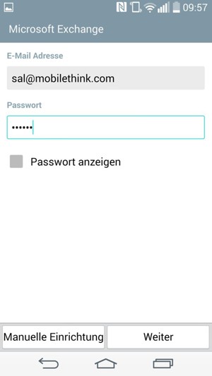 Geben Sie Ihre E-Mail-Adresse und Passwort ein. Wählen Sie Weiter