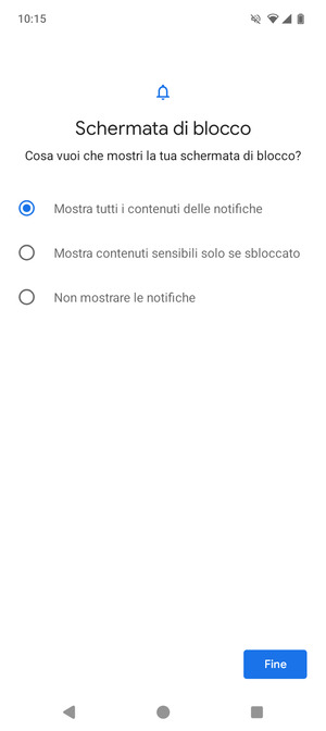 Seleziona la tua opzione preferita e poi Fine