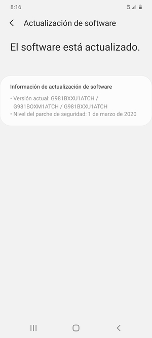 Si su teléfono está actualizado, verá la siguiente pantalla