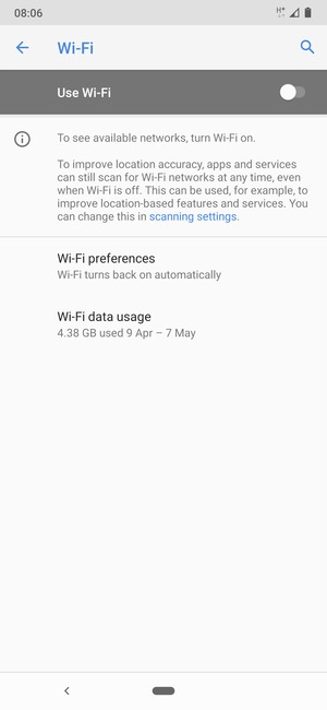 Turn on Use Wi-Fi