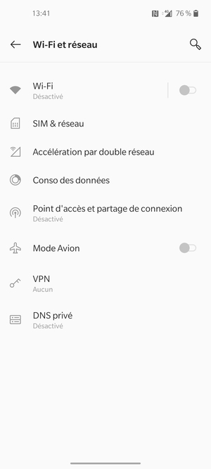 Sélectionnez Point d'accès et partage de connexion