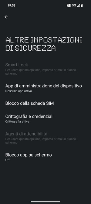 Seleziona Blocco della scheda SIM