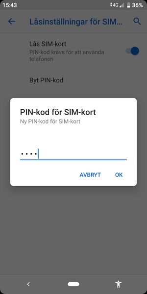 Ange din Nya PIN-kod för SIM-kort och välj OK