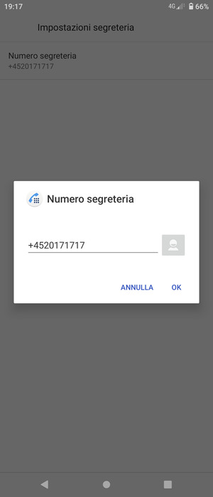 Inserisci Numero segreteria e seleziona OK