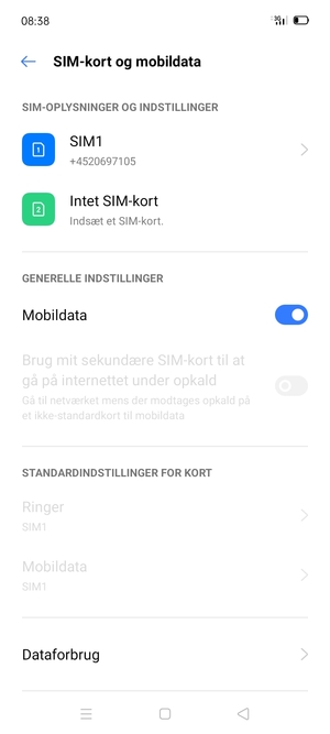 Vælg SIM1 eller SIM2