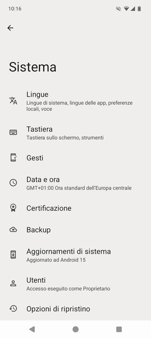 Seleziona Backup