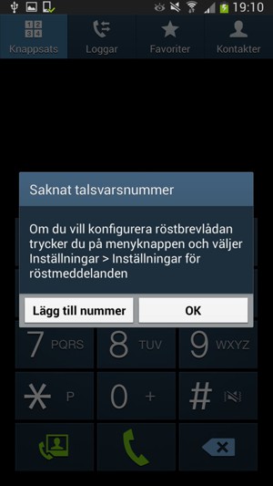 Om din röstbrevlåda inte är installerad, välj Lägg till nummer